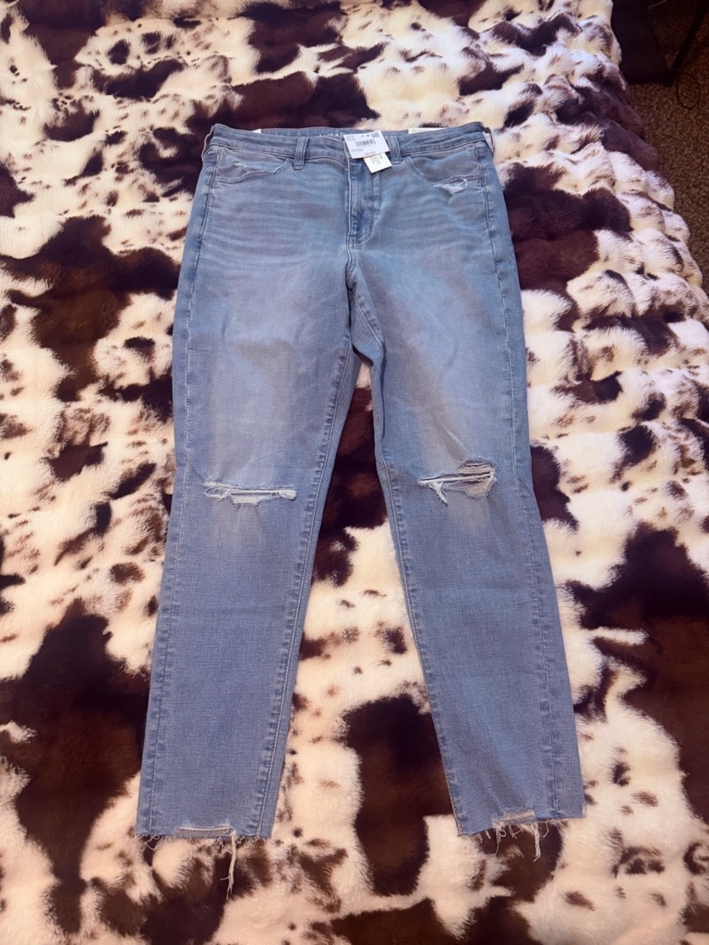 American Eagle Outfitters Light Blue Straight Leg Distressed Jeans